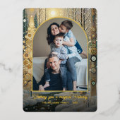 Whimsical Abstract Winter Wonderland Art Gold Folie Feestdagenkaart (Voorkant)