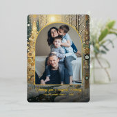 Whimsical Abstract Winter Wonderland Art Gold Folie Feestdagenkaart (Staand Voorkant)