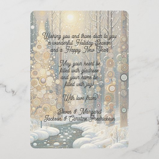 Whimsical Abstract Winter Wonderland Art Gold Folie Feestdagenkaart (Achterkant)