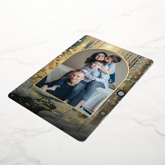 Whimsical Abstract Winter Wonderland Art Gold Folie Feestdagenkaart (Gedraaid)