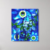 Whimsical Abstract Zeepaardje Blauw Blauwgroen Gro Canvas Afdruk (Voorkant)