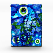 Whimsical Abstract Zeepaardje Blauw Blauwgroen Gro Fotoblokken (Voorkant)