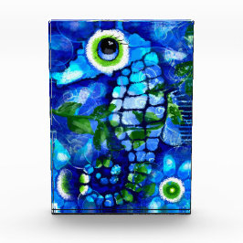 Whimsical Abstract Zeepaardje Blauw Blauwgroen Gro Fotoblokken