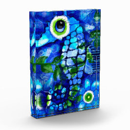 Whimsical Abstract Zeepaardje Blauw Blauwgroen Gro Fotoblokken