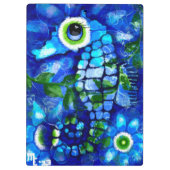 Whimsical Abstract Zeepaardje Blauw Blauwgroen Gro Klembord (Achterkant)