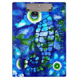 Whimsical Abstract Zeepaardje Blauw Blauwgroen Gro Klembord