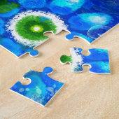 Whimsical Abstract Zeepaardje Blauw Blauwgroen Gro Legpuzzel (Zijkant)