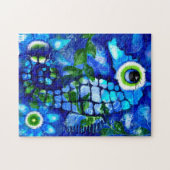 Whimsical Abstract Zeepaardje Blauw Blauwgroen Gro Legpuzzel (Horizontaal)