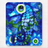 Whimsical Abstract Zeepaardje Blauw Blauwgroen Gro Muismat (Voorkant)
