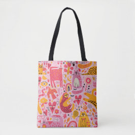Whimsical Abstracte Animal Art Canvas tas - Kleurr