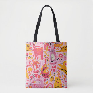 Whimsical Abstracte Animal Art Canvas tas - Kleurr