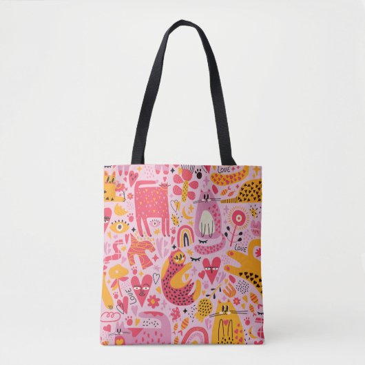 Whimsical Abstracte Animal Art Canvas tas - Kleurr (Voorkant)
