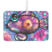 Whimsical Abstracte Big-Eye Fish Paarse Blauwgroen Luchtverfrisser (Achterkant)