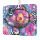 Whimsical Abstracte Big-Eye Fish Paarse Blauwgroen Luchtverfrisser (Links)