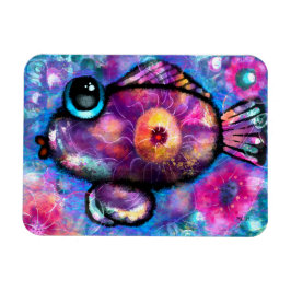 Whimsical Abstracte Big-Eye Fish Paarse Blauwgroen Magneet