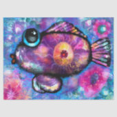 Whimsical Abstracte Big-Eyed Fish Floral Decoupage Tissuepapier (Voorkant)
