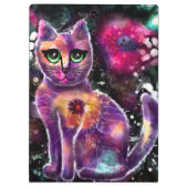 Whimsical Abstracte Bloemen Kitty Cat Zwart Roze Klembord (Achterkant)