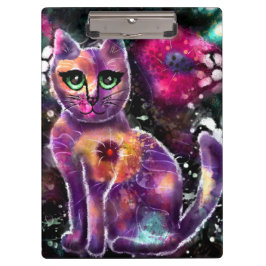 Whimsical Abstracte Bloemen Kitty Cat Zwart Roze Klembord