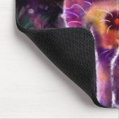 Whimsical Abstracte Bloemen Kitty Cat Zwart Roze Muismat (Hoek)