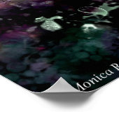 Whimsical Abstracte Bloemen Kitty Cat Zwart Roze Poster (Hoek)