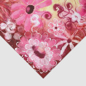 Whimsical Abstracte Bloemen Roze Rode Decoupage Tissuepapier (Detail)