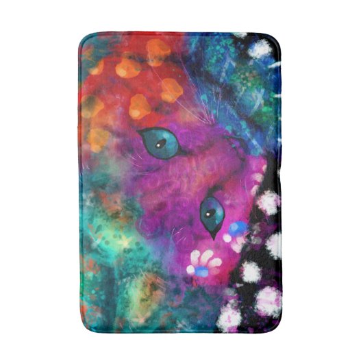Whimsical Abstracte Dromerige Kitty Cat Blauwgroen Badmat (Voorkant Verticaal)