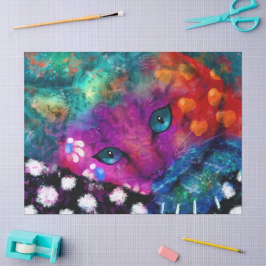 Whimsical Abstracte Dromerige Kitty Cat Decoupage Tissuepapier (Craft)