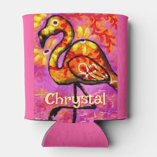 Whimsical Abstracte Flamingo Bird gepersonaliseerd Blikjeskoeler (Achterkant)