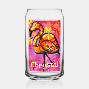 Whimsical Abstracte Flamingo Bird gepersonaliseerd Blikvorm Glas