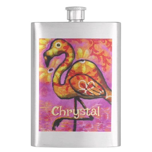 Whimsical Abstracte Flamingo Bird gepersonaliseerd Flacon (Voorkant)