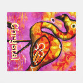 Whimsical Abstracte Flamingo Bird gepersonaliseerd Fleece Deken (Voorkant (Horizontaal))