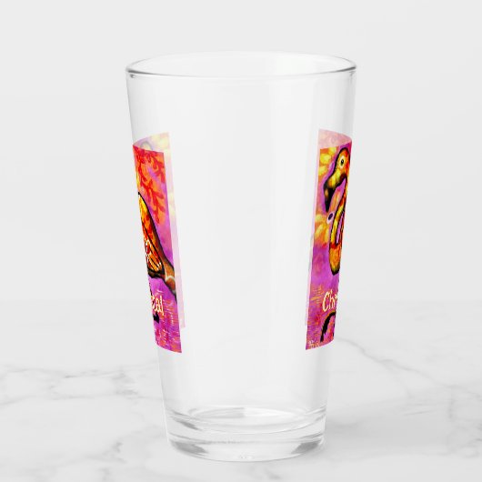 Whimsical Abstracte Flamingo Bird gepersonaliseerd Glas (Rechts)