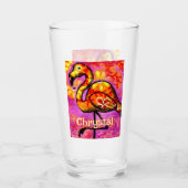 Whimsical Abstracte Flamingo Bird gepersonaliseerd Glas (Voorkant)