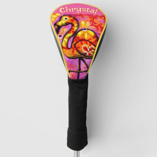 Whimsical Abstracte Flamingo Bird gepersonaliseerd Golfheadcover (Voorkant)