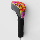Whimsical Abstracte Flamingo Bird gepersonaliseerd Golfheadcover (Schuin)