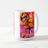 Whimsical Abstracte Flamingo Bird gepersonaliseerd Koffiemok (Voorkant rechts)