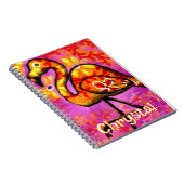 Whimsical Abstracte Flamingo Bird gepersonaliseerd Notitieboek (Rechterzijde)
