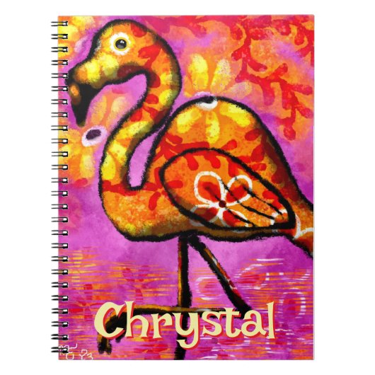 Whimsical Abstracte Flamingo Bird gepersonaliseerd Notitieboek (Voorkant)
