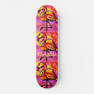 Whimsical Abstracte Flamingo Bird gepersonaliseerd Persoonlijk Skateboard
