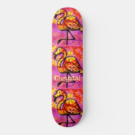 Whimsical Abstracte Flamingo Bird gepersonaliseerd Persoonlijk Skateboard (Voorkant)