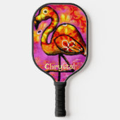 Whimsical Abstracte Flamingo Bird gepersonaliseerd Pickleball Paddle (Voorkant)