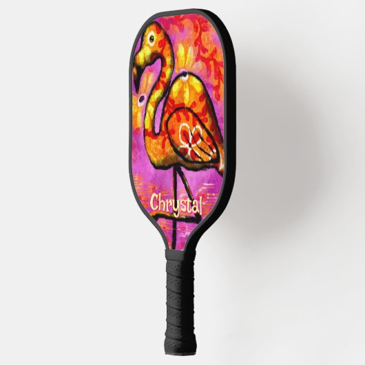 Whimsical Abstracte Flamingo Bird gepersonaliseerd Pickleball Paddle (Links)