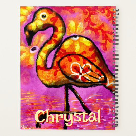 Whimsical Abstracte Flamingo Bird gepersonaliseerd Planner (Achterkant)