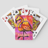 Whimsical Abstracte Flamingo Bird gepersonaliseerd Pokerkaarten (Achterkant)