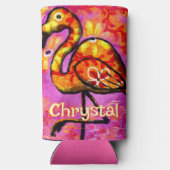 Whimsical Abstracte Flamingo Bird gepersonaliseerd Seltzer Blikjeskoeler (Achterkant)