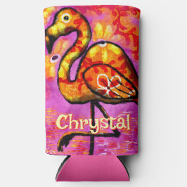 Whimsical Abstracte Flamingo Bird gepersonaliseerd Seltzer Blikjeskoeler