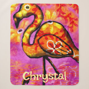 Whimsical Abstracte Flamingo Bird gepersonaliseerd Sherpa Deken