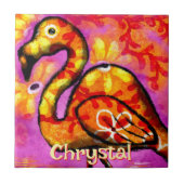 Whimsical Abstracte Flamingo Bird gepersonaliseerd Tegeltje (Voorkant)