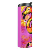 Whimsical Abstracte Flamingo Bird gepersonaliseerd Thermosbeker (Gedraaid links)
