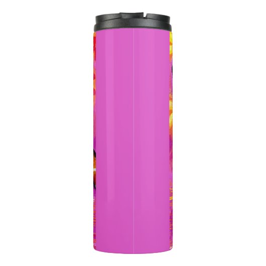 Whimsical Abstracte Flamingo Bird gepersonaliseerd Thermosbeker (Achterkant)